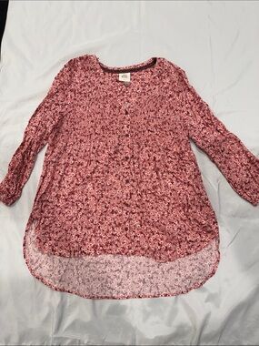 Knox Rose Women's Floral Smocked-Front Blouse - Pink-Large